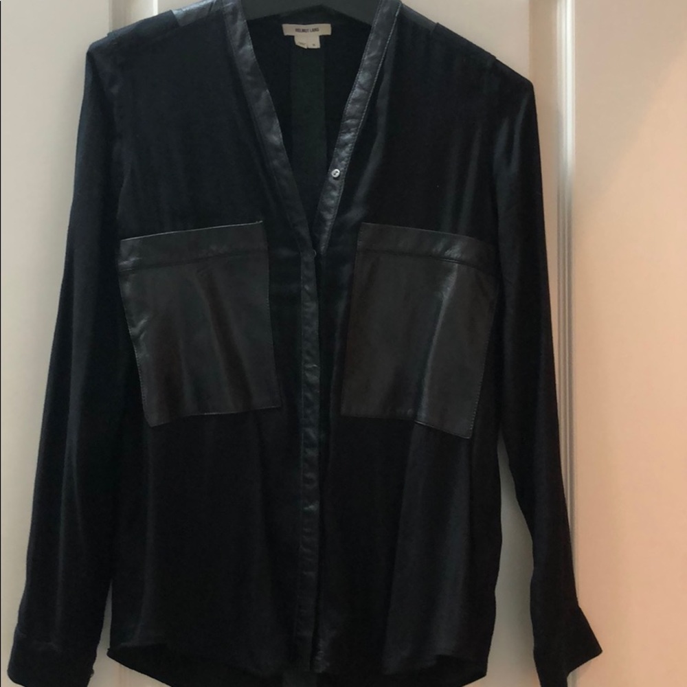 Helmut Lang leather and fabric shirt